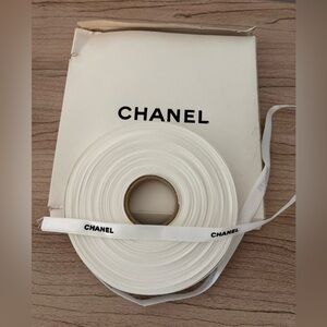 Chanel White Logo Ribbon NWOT in box dead stock